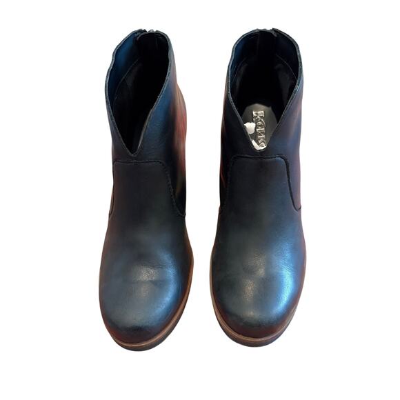 Korks Ease Black Leather Chunky Heeled Gemini Ankle Boots Women’s 10 M - Picture 6 of 10